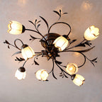 Vintage Tulip Glass Semi-Flush Ceiling Light