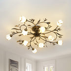 Vintage Tulip Glass Semi-Flush Ceiling Light