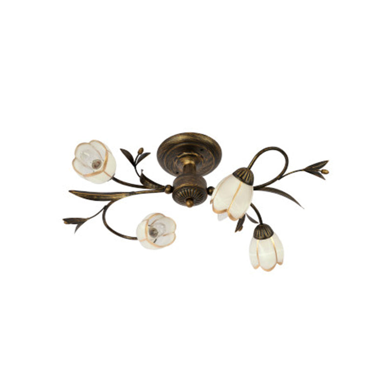 Vintage Tulip Glass Semi-Flush Ceiling Light