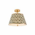 Vintage Pleated Patterned Shade Flush Mount Ceiling Light