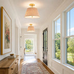 Vintage Pleated Patterned Shade Flush Mount Ceiling Light