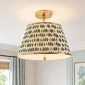 Vintage Pleated Patterned Shade Flush Mount Ceiling Light