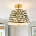 Vintage Pleated Patterned Shade Flush Mount Ceiling Light