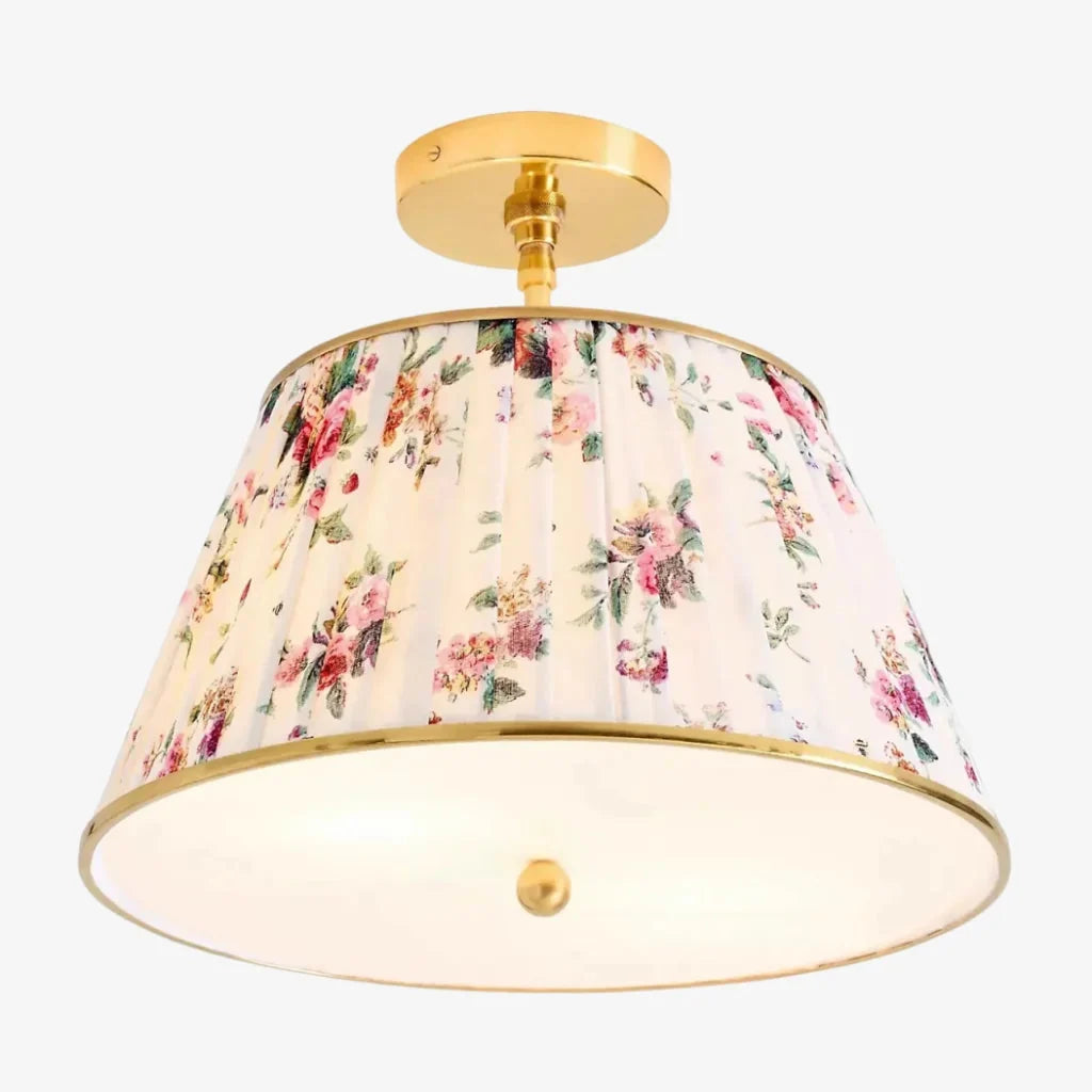 Vintage Pleated Patterned Shade Flush Mount Ceiling Light