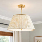 Vintage Pleated Patterned Shade Flush Mount Ceiling Light