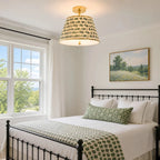 Vintage Pleated Patterned Shade Flush Mount Ceiling Light