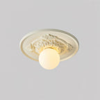 Vintage Ceiling Light with Carved Rosette and Globe Shade