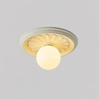 Vintage Ceiling Light with Carved Rosette and Globe Shade
