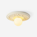 Vintage Ceiling Light with Carved Rosette and Globe Shade