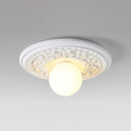 Vintage Ceiling Light with Carved Rosette and Globe Shade