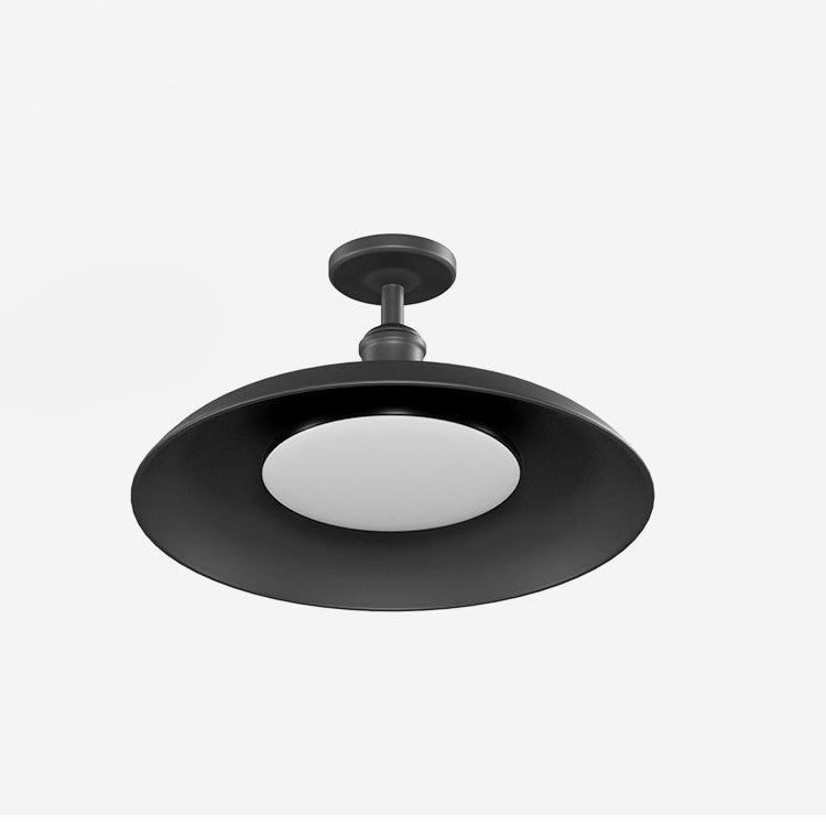 Scandi Outdoor Ceiling Light with Bowl Shade, Carbon Steel