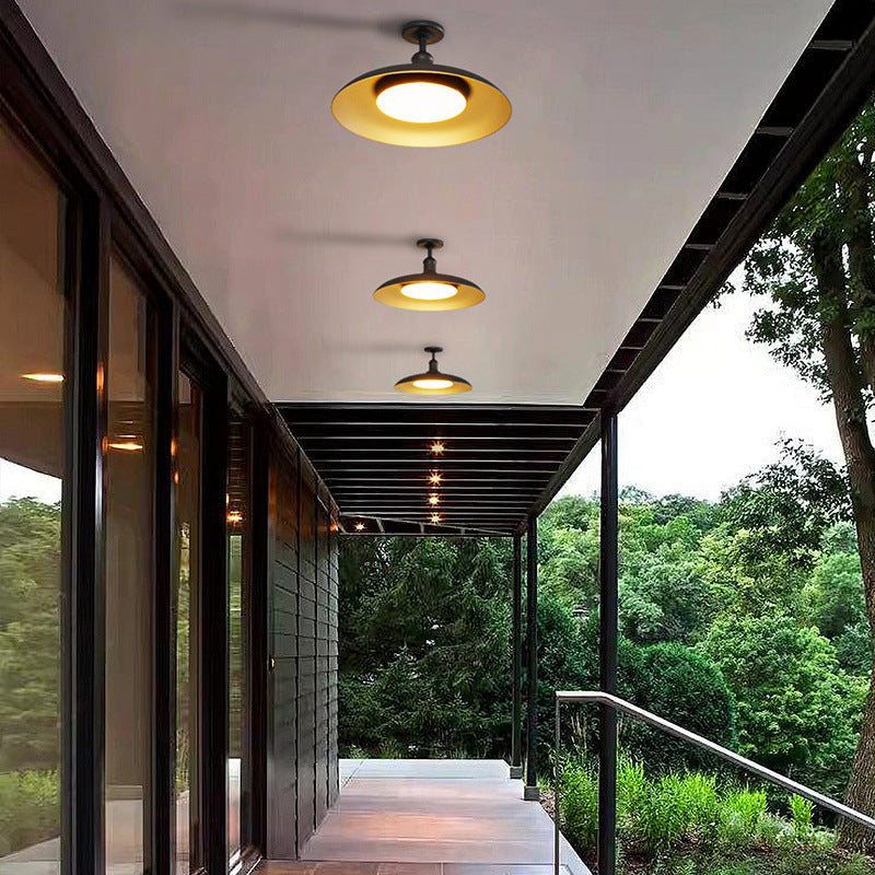Scandi Outdoor Ceiling Light with Bowl Shade, Carbon Steel