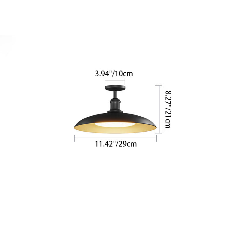 Scandi Outdoor Ceiling Light with Bowl Shade, Carbon Steel