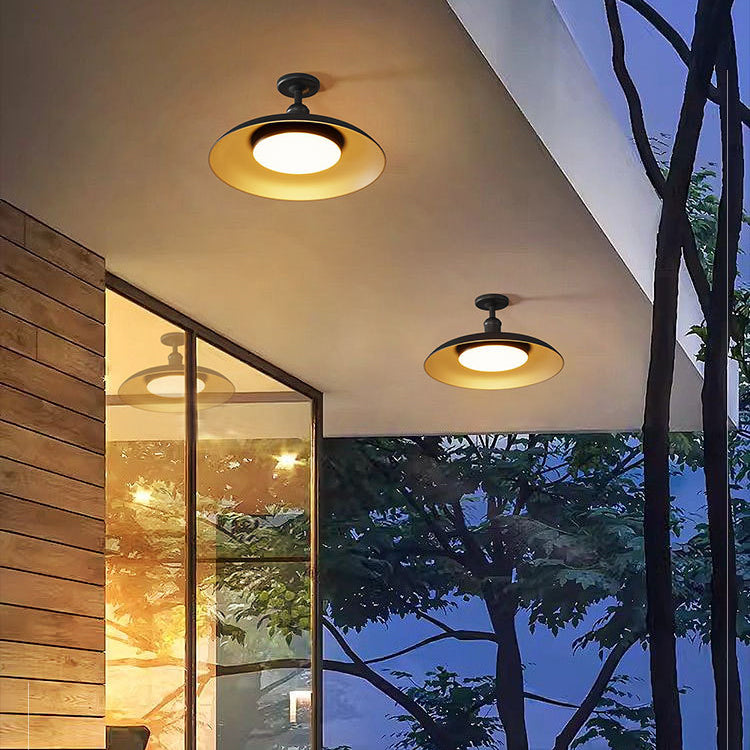 Scandi Outdoor Ceiling Light with Bowl Shade, Carbon Steel