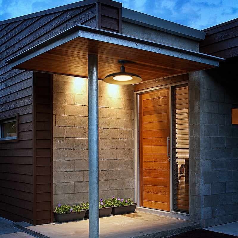 Scandi Outdoor Ceiling Light with Bowl Shade, Carbon Steel