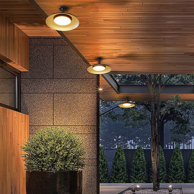 Scandi Outdoor Ceiling Light with Bowl Shade, Carbon Steel
