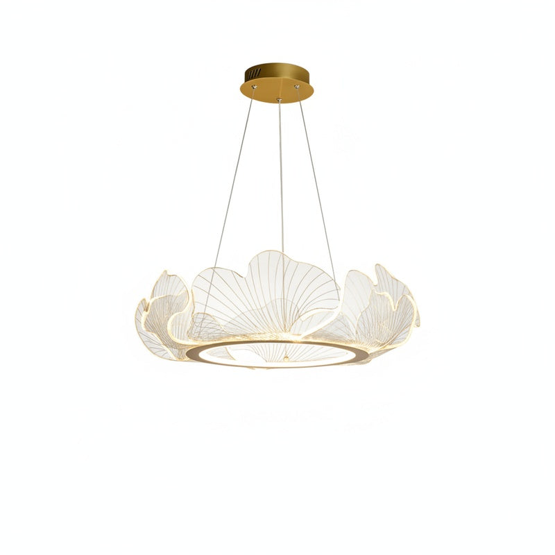 Art Deco Ginkgo Leaf Pendant Light with Adjustable Drop