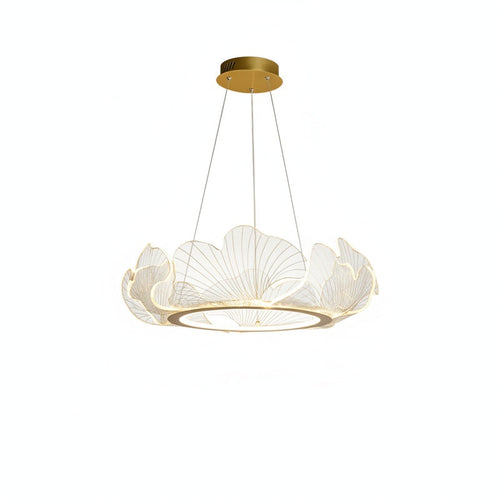 Art Deco Ginkgo Leaf Pendant Light with Adjustable Drop