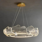 Art Deco Ginkgo Leaf Pendant Light with Adjustable Drop