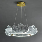 Art Deco Ginkgo Leaf Pendant Light with Adjustable Drop