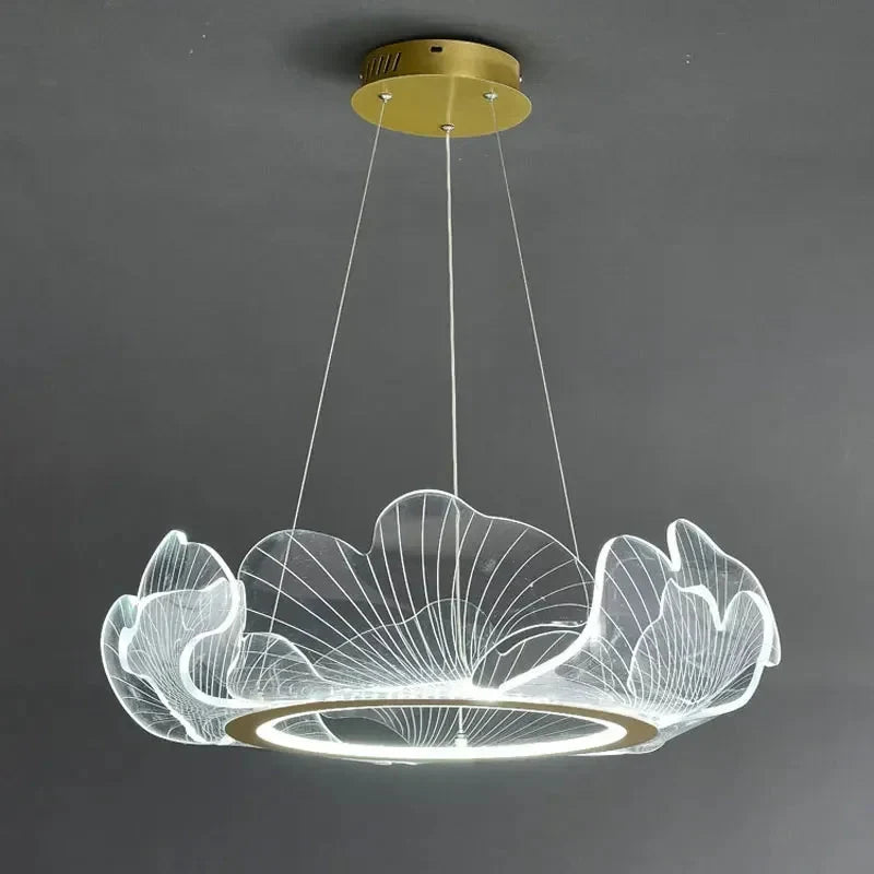 Art Deco Ginkgo Leaf Pendant Light with Adjustable Drop