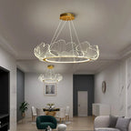 Art Deco Ginkgo Leaf Pendant Light with Adjustable Drop