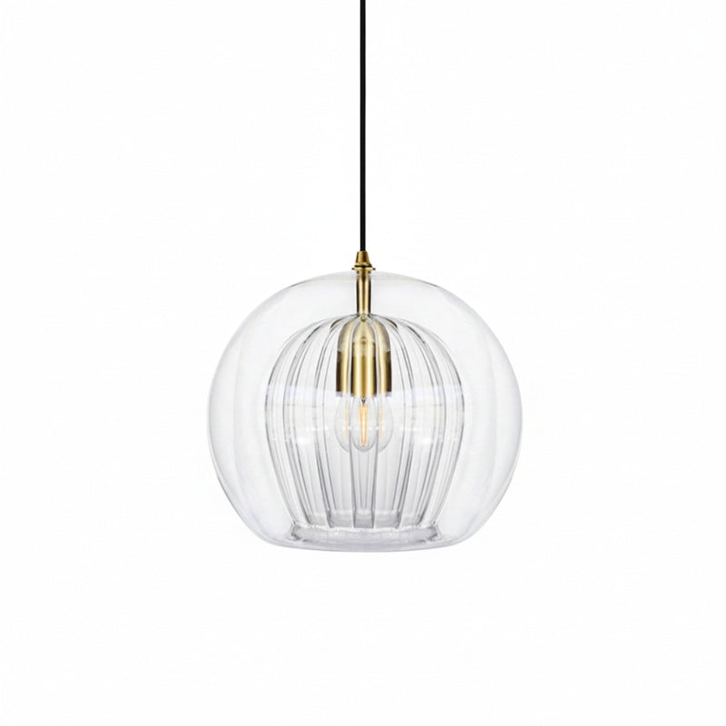 Art Deco Double Glass Globe Pendant Light, Height Adjustable