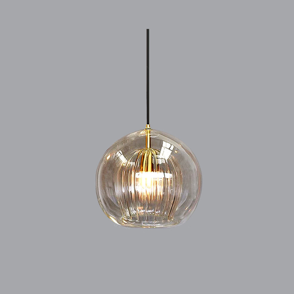 Art Deco Double Glass Globe Pendant Light, Height Adjustable