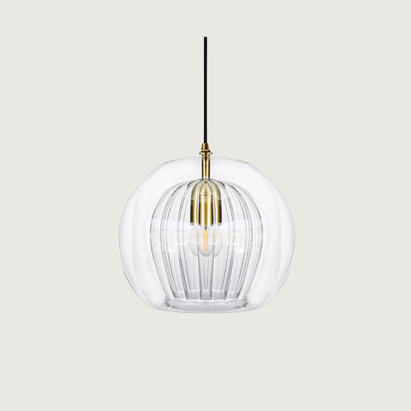 Art Deco Double Glass Globe Pendant Light, Height Adjustable