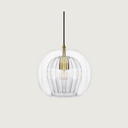 Art Deco Double Glass Globe Pendant Light, Height Adjustable