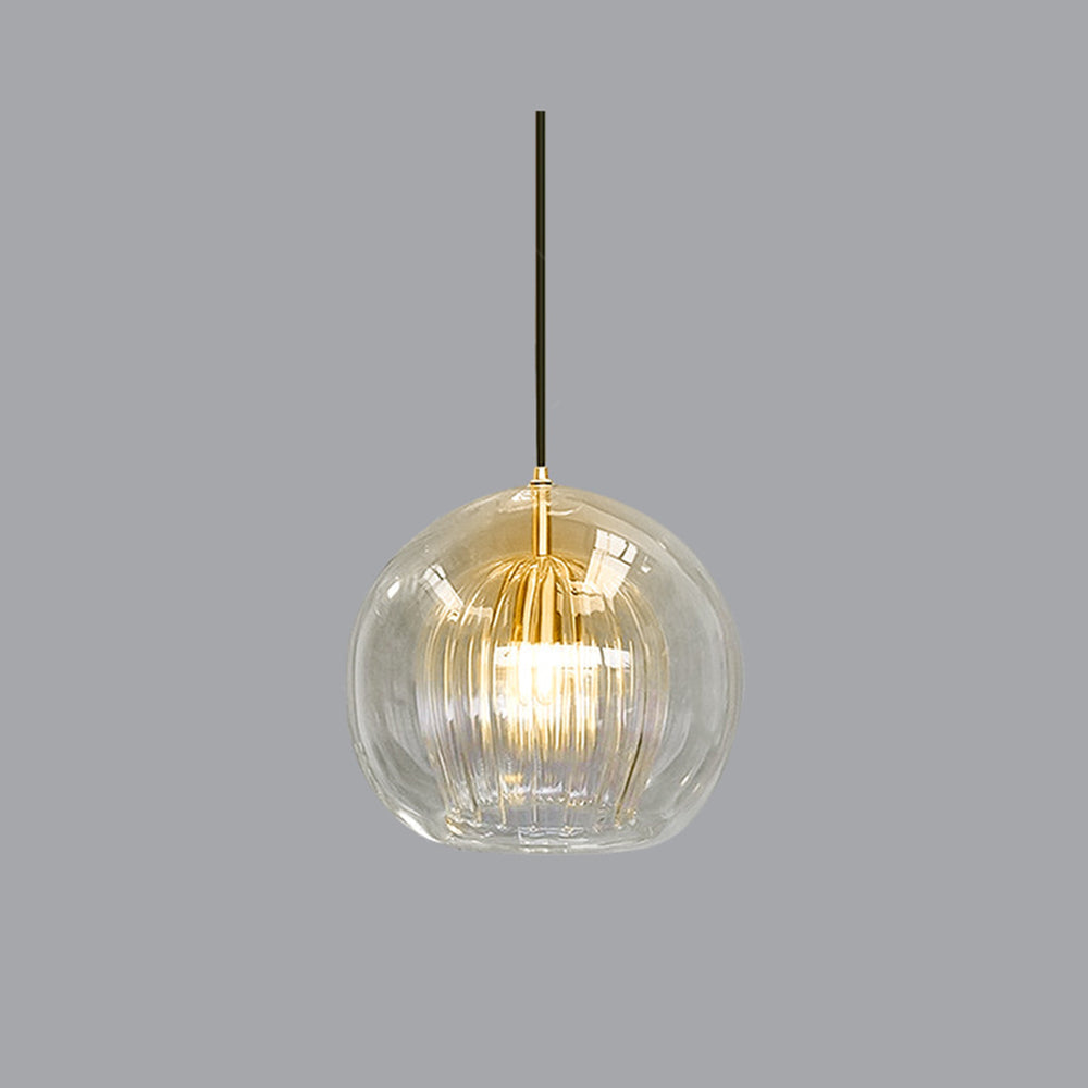 Art Deco Double Glass Globe Pendant Light, Height Adjustable
