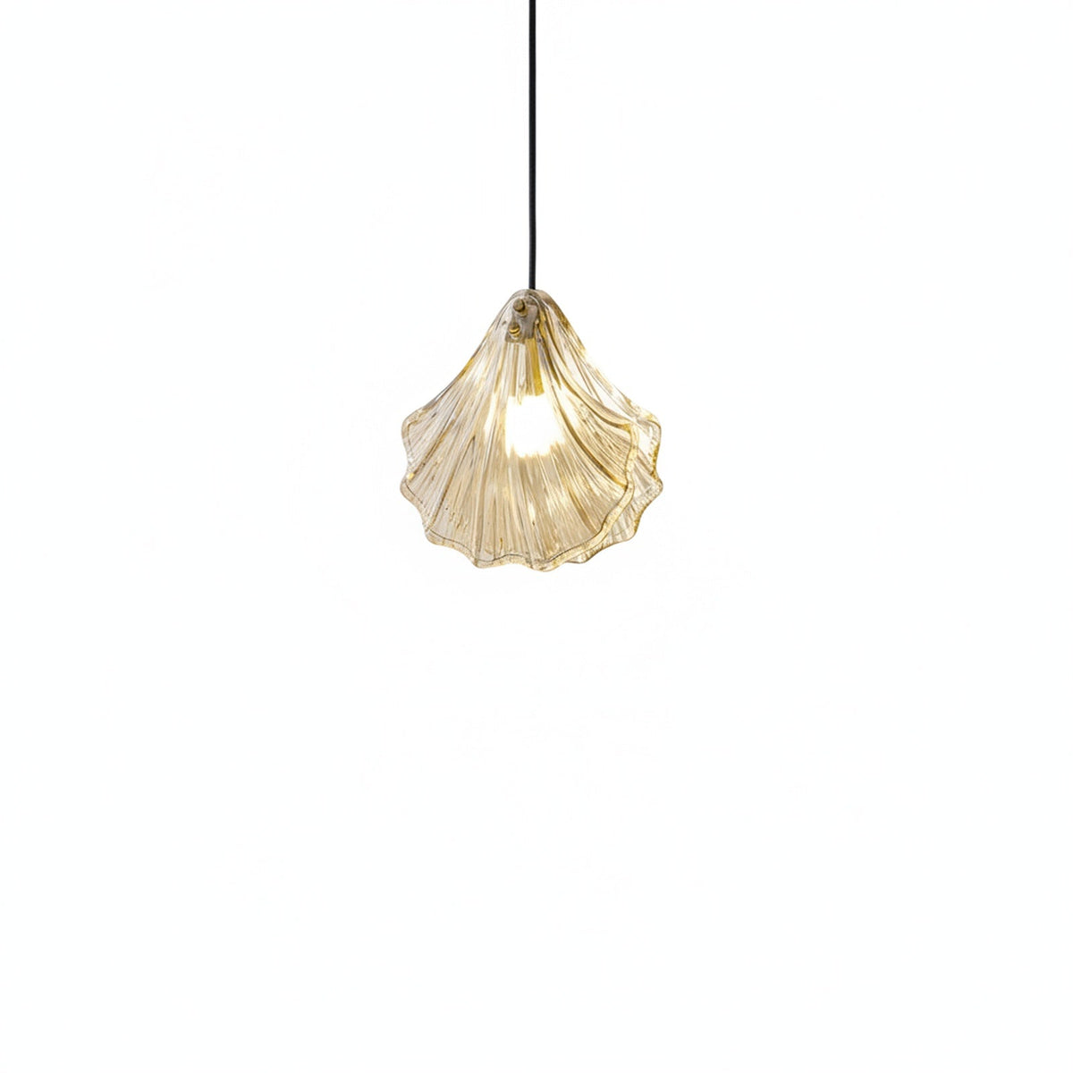 Art Deco Shell Shaped Ribbed Glass Pendant Light