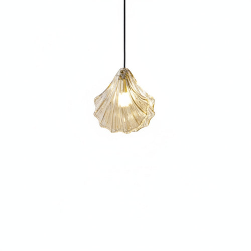 Art Deco Shell Shaped Ribbed Glass Pendant Light