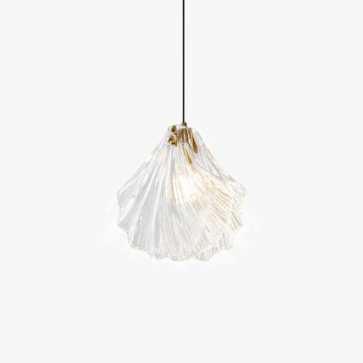 Art Deco Shell Shaped Ribbed Glass Pendant Light