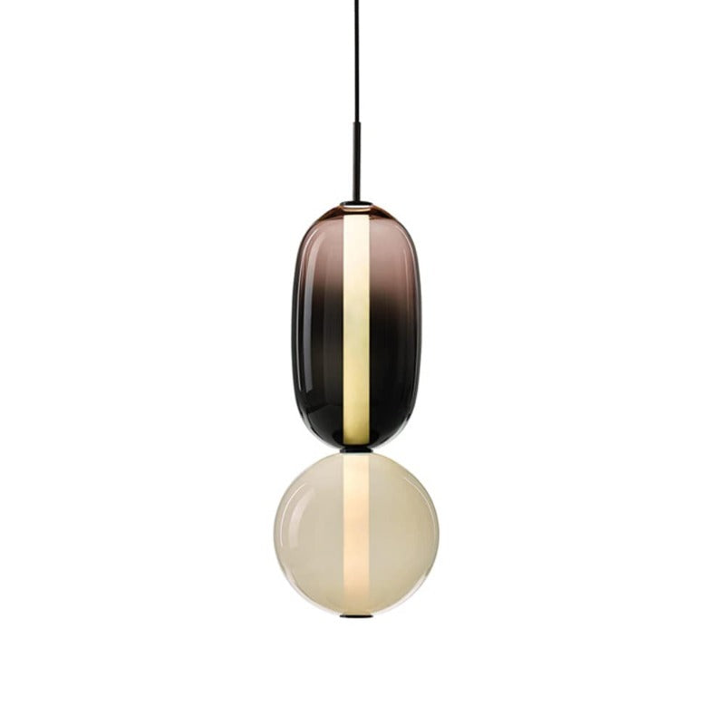 Art Deco Glass Globe and Capsule Pendant Light