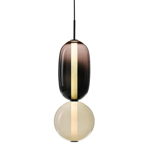 Art Deco Glass Globe and Capsule Pendant Light