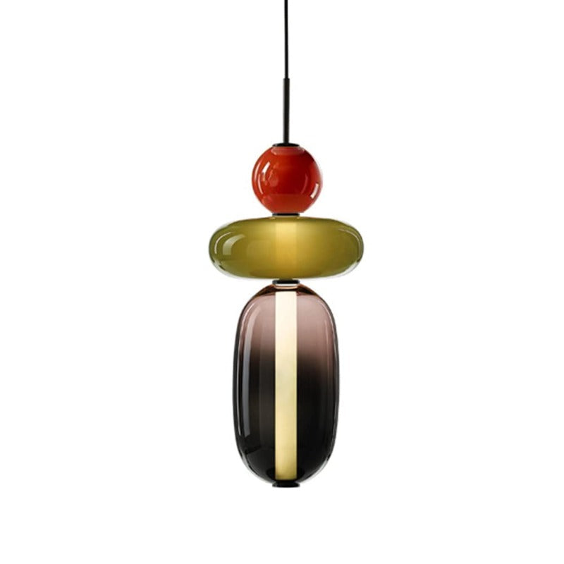 Art Deco Glass Globe and Capsule Pendant Light