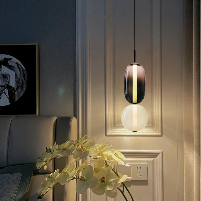 Art Deco Glass Globe and Capsule Pendant Light
