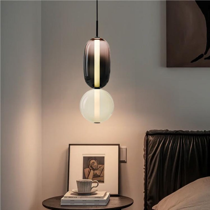 Art Deco Glass Globe and Capsule Pendant Light