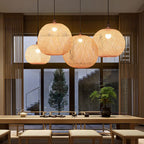 Boho Bamboo Woven Globe Pendant Light, 30 to 60 cm