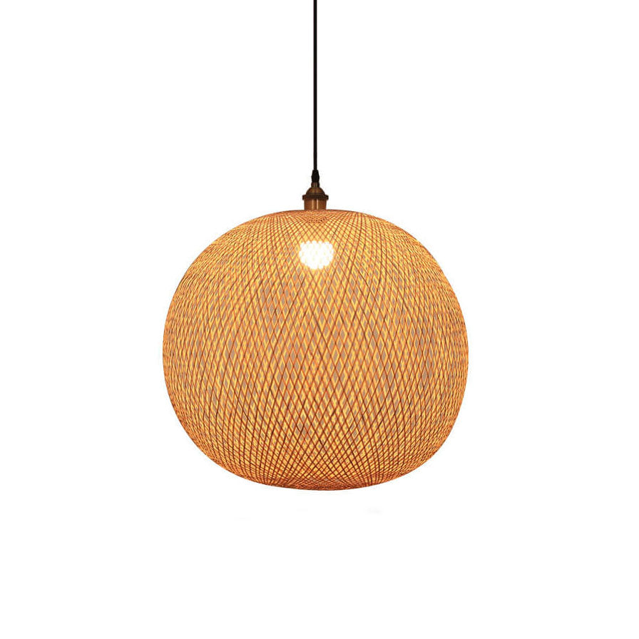 Boho Bamboo Woven Globe Pendant Light, 30 to 60 cm