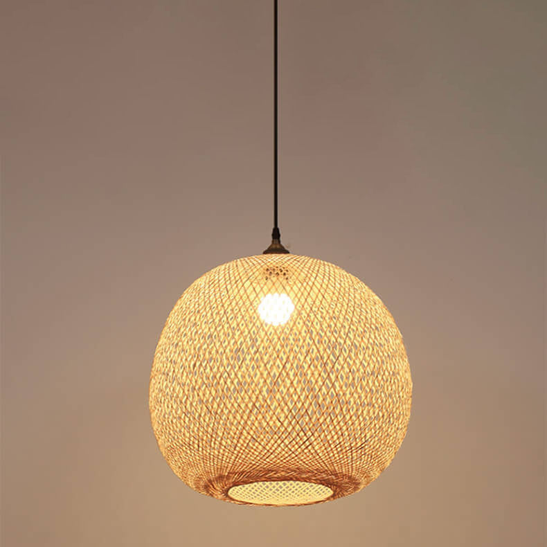 Boho Bamboo Woven Globe Pendant Light, 30 to 60 cm