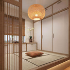 Boho Bamboo Woven Globe Pendant Light, 30 to 60 cm