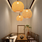 Boho Bamboo Woven Globe Pendant Light, 30 to 60 cm