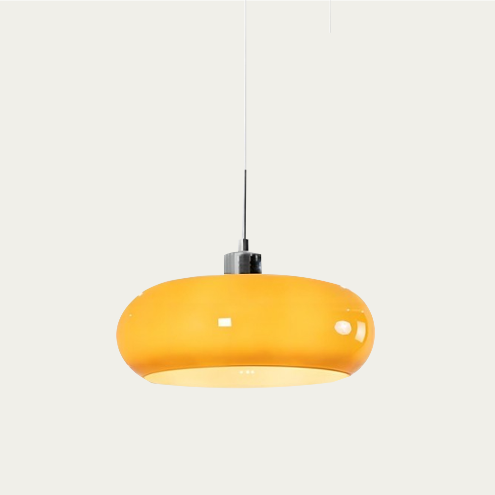 Hand-Formed Glass Retro Pendant Light, E27, Amber or Smoke