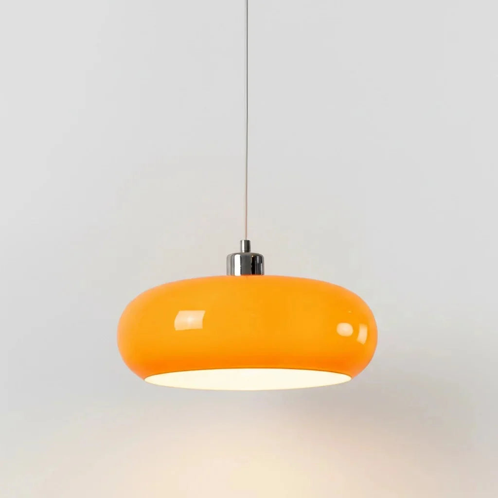 Hand-Formed Glass Retro Pendant Light, E27, Amber or Smoke