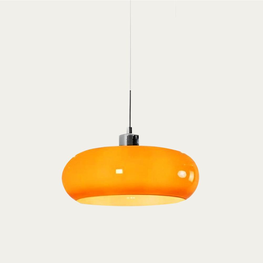 Hand-Formed Glass Retro Pendant Light, E27, Amber or Smoke