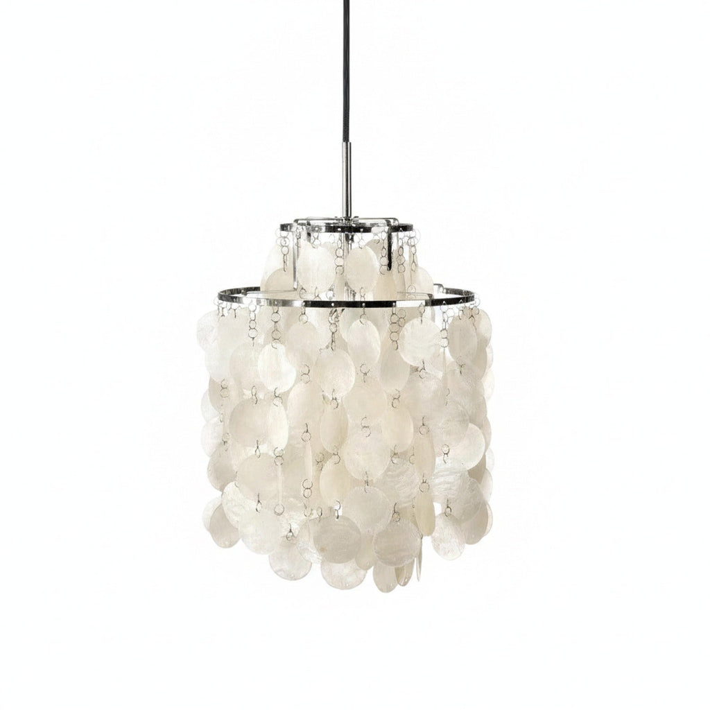 Boho Shell Disc Pendant Light, Chrome or Gold Frame