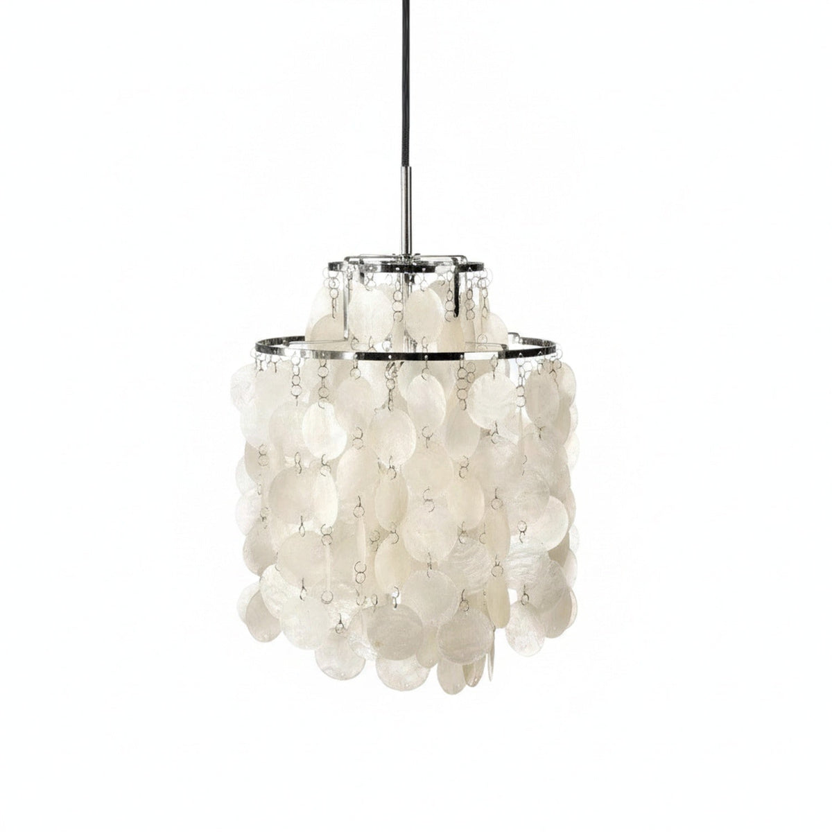 Boho Shell Disc Pendant Light, Chrome or Gold Frame