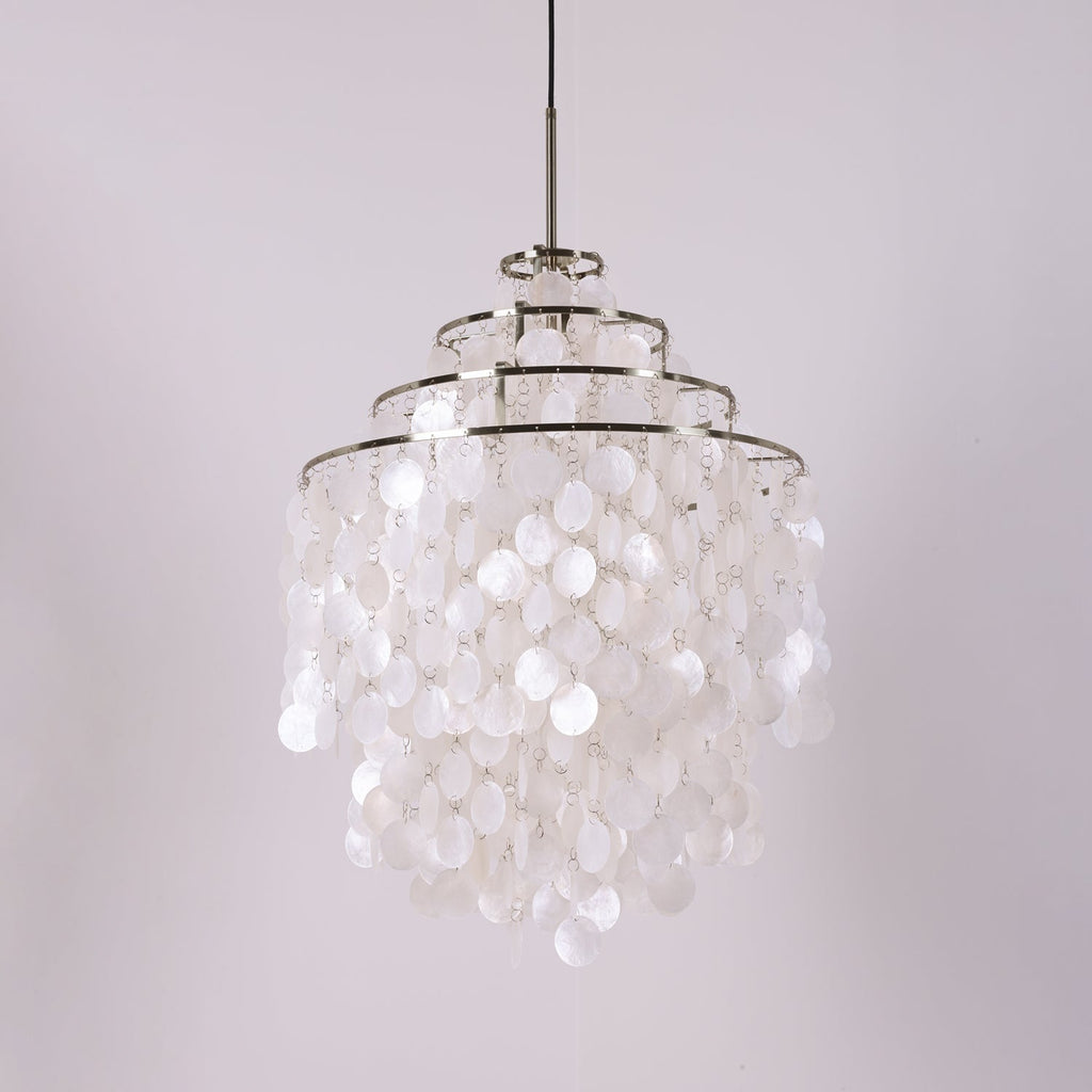 Boho Shell Disc Pendant Light, Chrome or Gold Frame